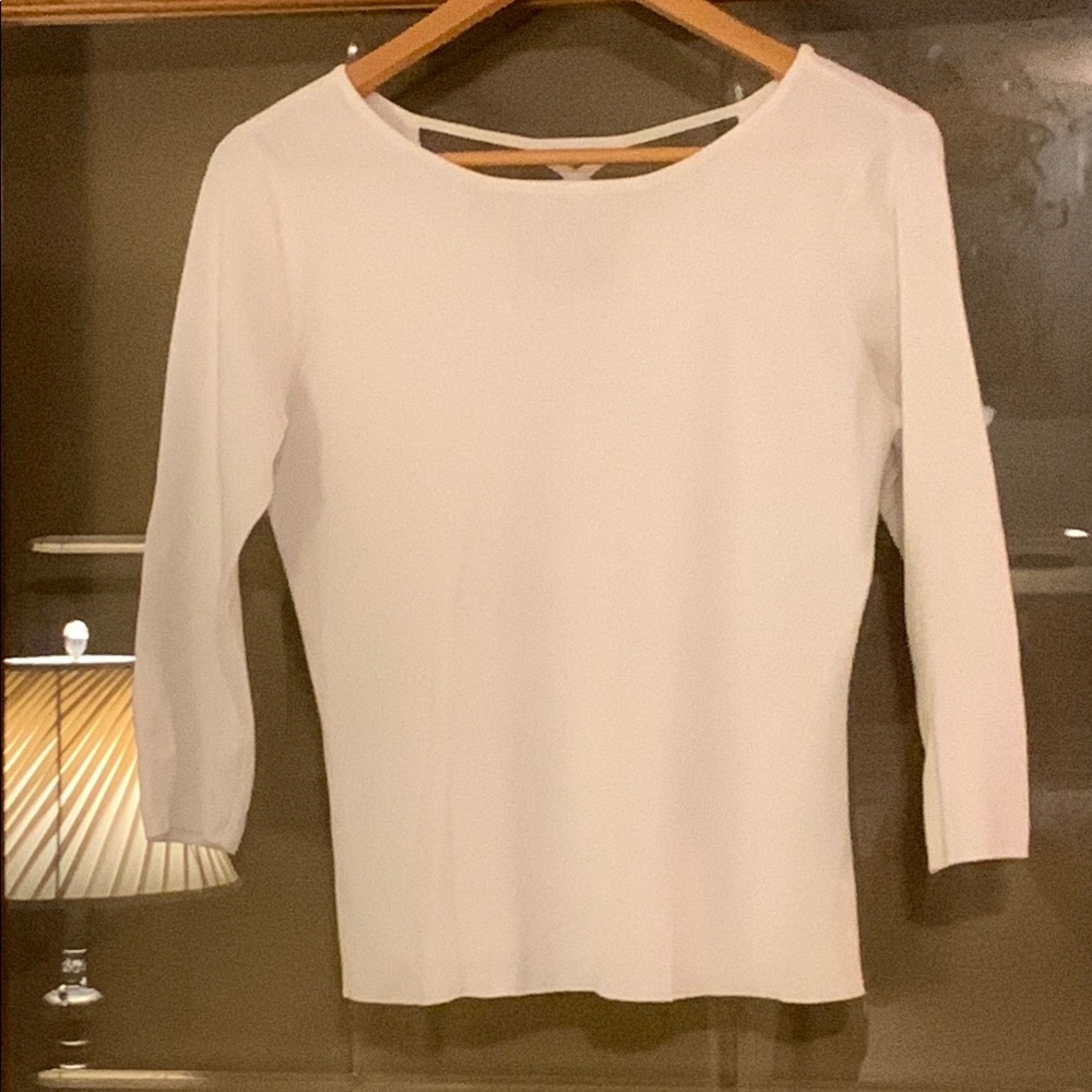Talbots Cream Fitted Blouse with 3/4 Sleeves